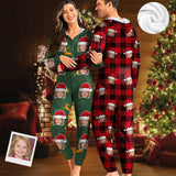 Flannel Fleece Adult/Kid Onesie Pajamas Custom Face Christmas Jumpsuit Homewear