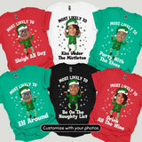 Most Likely To Shirt Personalized Face&Text Christmas T-Shirts Custom Funny Christmas Santa Family Photo Shirt