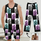 Custom Photo Pajama Set Top Tank Loungewear with Sleeveless & Short Pants for Man