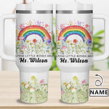 Custom Name Rainbow 40OZ Travel Tumbler Stainless Steel Travel Mug with Handle Back to School Gift Helping Little Minds Grow