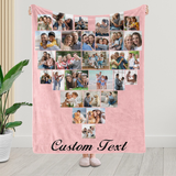 [Made in USA] Custom Photo Blanket Ultra-Soft Micro Fleece Personalized Love Heart Pictures Blanket