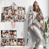 Custom Seamless Photo Cape Hooded Blanket Shawl Blanket For Couple Valentine's Day Gifts