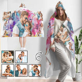 Custom Photo Rendering Cape Hooded Blanket Shawl Blanket For Couple Valentine's Day Gifts