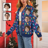 Custom Face Lanterns Ugly Christmas Cardigan Ugly Sweater Photo Season's Greetings Gift For Family