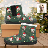 Custom Face Christmas Tree Cotton-Padded Shoes Snow Boots for Men Women