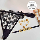 #Removable Letters Customize Shine Crystal Name Letter Lace Heart Waist Chain Body Jewelry Women Sexy Lace Bikini G-String Panties Girl Valentine's Day Gift(DHL is not supported)