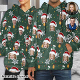 Flannel Fleece Thickened Hoodie Custom Face Christmas Snowflake Loose Pullover Hoodie