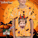 #6-15Y Custom Face Ghost Bat Halloween Kid's All Over Print T-shirt