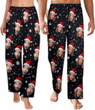 Custom Face Pajama Pants for Women Men Snowflake Casual Pajamas