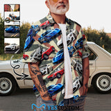 Custom Muscle Car Photo Hawaiian Shirt, Custom Up To 5 Photos, Gift For Car Lovers