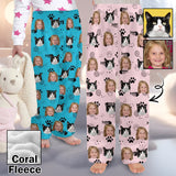 Flannel Pants for 2-15Y Kids-Custom Pet Photo Cute Cat and Me Pajama Pants 100% Soft Flannel For Winter