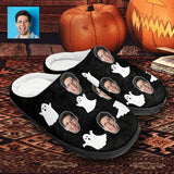 Halloween Custom Face Ghost Cotton Slippers For Adult&Kids Personalized Non-Slip Slippers Warm House Shoes