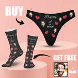 [Underwear+Socks]Custom Boyfriend Face Underwear for Women Personalized Lingerie Panties Classic Thongs