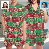 Couple Matching V-Neck Short Pajamas Custom Face Christmas Pajama Sets Sleepwear Loungewear