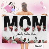 Custom Name Mother Flower Beach Towel Quick-Dry, Super Absorbent, Non-Fading, Beach&Bath  Personalized Mother's Day Surprise Gift Beach Towel