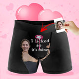 Custom Boxer Briefs for Men I Licked Personalized Men's Boxer Underwear with Wife's Face for Funny Valentine's Day Gift