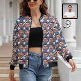 Custom Boyfriend Face Flag Star Women's Jacket