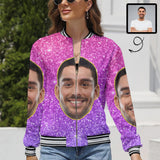 Custom Boyfriend Face Purple Shine Women's Casual Jacket