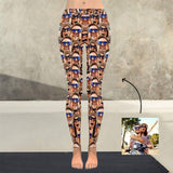 Custom Couple Face Low Rise Leggings Custom Printed Leggings