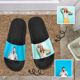 Custom Couple's Two Photo Unisex Slide Sandals For Holiday Gifts