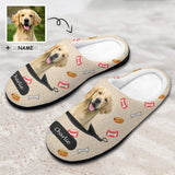 Custom Dog's Photo & Name Bones Hamburgers All Over Print Cotton Slippers For Men Women