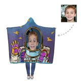 Custom Face Astronaut Flannel Hooded Blanket