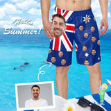 Custom Face AU Flag Personalized Photo Men's Elastic Beach Shorts