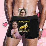 Custom Face Banana Warning Men's Boxer Briefs Made for You Personalized Briefs For Valentine's Day Gift