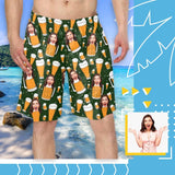 Custom Face Beer Personalized Photo Men's Elastic Beach Shorts