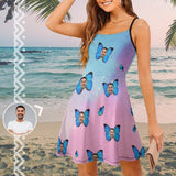 Custom Face Butterfly Romance Women's Sling Dress