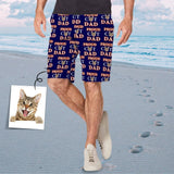 Custom Face Cat Dad Men's Elastic Beach Shorts