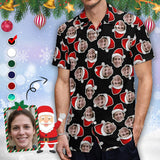 Custom Face Christmas Hat Multicolor Shirt Men Front Pocket Beach Shortsleeve Pocket Hawaiian Shirt Christmas Gift For Him