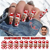 Custom Face Christmas Hat Nail Stickers 5pcs Personalized Nail Stickers for Christmas