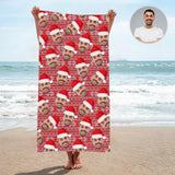 Custom Face Christmas Hat Red Bath Towel 30