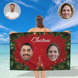 Custom Face Christmas Two Big Heads Bath Towel 30