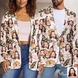 Custom Face Colorful Butterflies Couple Casual Blazers Coat