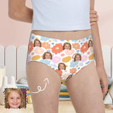 Custom Face Colorful Flower Girl's Underwear Cotton Brief Panties