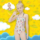 Custom Face Cute Cat Kid's Neck Strap Swimsuit