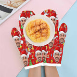 Custom Face Cute Christmas Tree Heat Resistant Oven Mitt(A Pair)