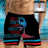 Custom Face Don't Care About Your Fellings Men's Quick Dry Swim Shorts Personalized Funny Swim Trunks for Boyfriend