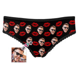 Custom Face Flaming Lips Underwear Personalized Women's High-cut Briefs Honeymoon Gift