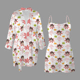 Custom Face Flower Pajama Set Happy Mother's Day Personalized Women's Pajama Robe&Camisole Sleep Dress