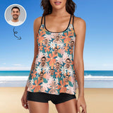 Custom Face Flower Swimwear Women Swimsuit Tankini Bathing Suit For Women 2 Piece Swmsuit