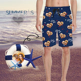 Custom Face In Heart Personalized Photo Men's All Over Print Casual Shorts