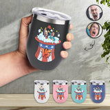 Custom Face Insulated Stemless Wine Tumbler 12OZ Personalized Stainless Steel Tumbler Travel Coffee Mug Gifts Cup for Friends Family