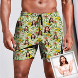 Custom Face Leaves Flowers Men's Quick-drying Beach Shorts