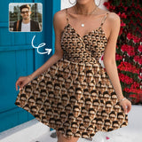 Custom Face Women's V-neck Wrap Cami Casual Dress