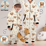 #For 2-15Y-Custom Dag Face Children's Coral Fleece Comfortable And Warm Zipper Onesie Pajamas One Piece Sleepwear