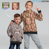 Custom Funny Face Kid's Long Sleeve Full Zip Hoodie for 2-15Y Personalized Hooded Loose Hoodie