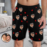 Custom Face Men's Pajama Shorts Personalized Love Sleepwear Shorts